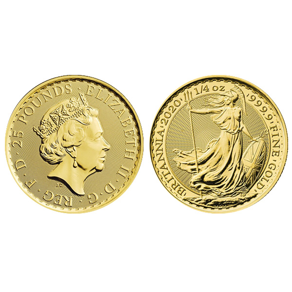 ブリタニア金貨1/4oz（オンス）の重さと直径と品位等｜色石BANK