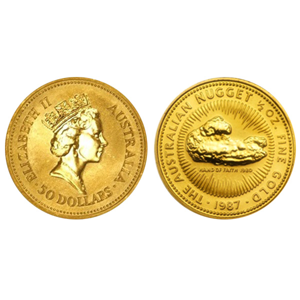 ナゲット金貨1/2oz（オンス）の重さと直径と品位等｜色石BANK