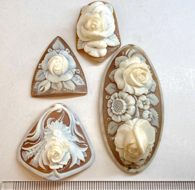 ★3点セット★　シェル　カメオ　ルース　32.87ｇ【石評価 : B】 茨発 ma2-093