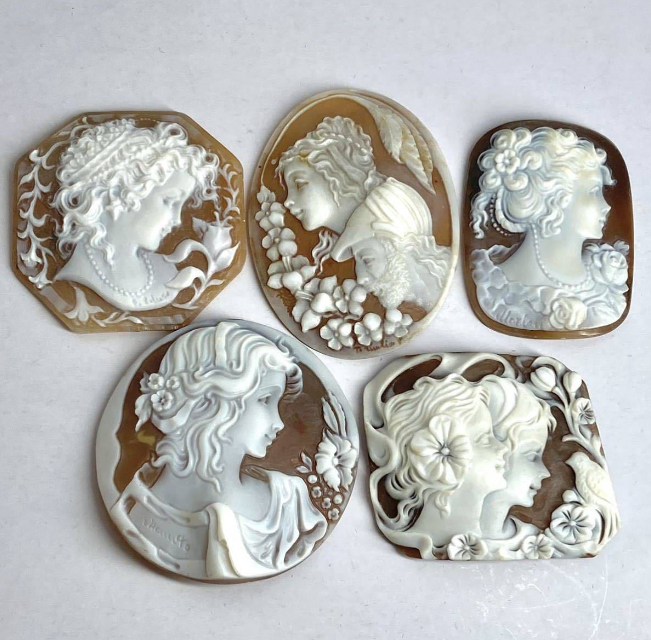 ★3点セット★　シェル　カメオ　ルース　32.87ｇ【石評価 : B】 茨発 ma2-093