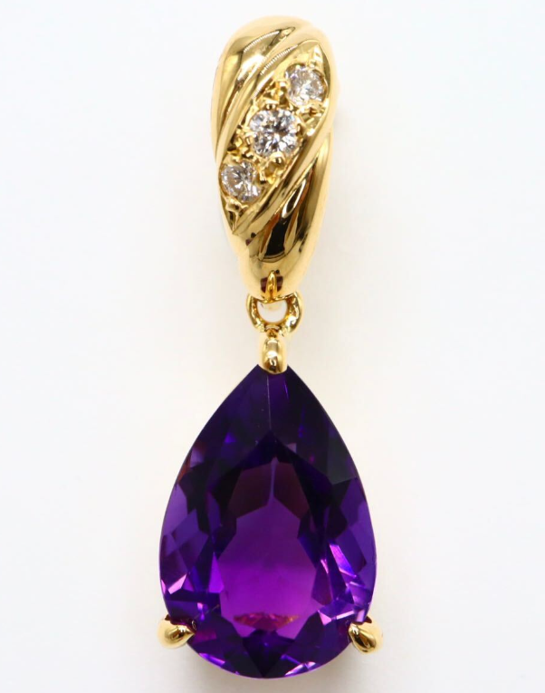 アメジスト　11.5号　k18 大網てんとう虫　品番199 ビズー公式 アメジスト オーバルカット ダイヤモンド K18(18金