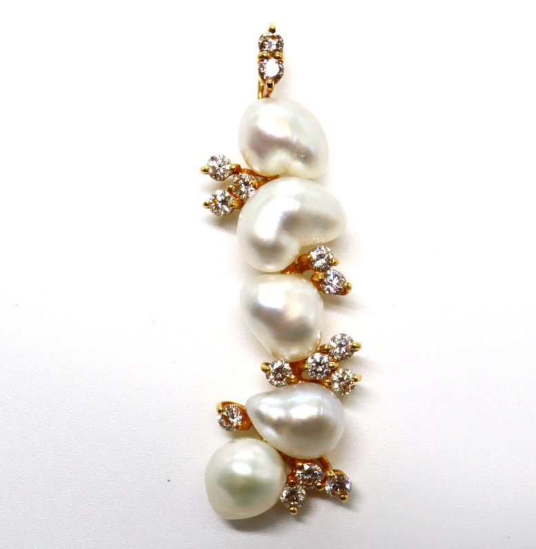 SV天然南洋白蝶ゴールデン真珠リング 14.93mm #14（ゴールデンパール  