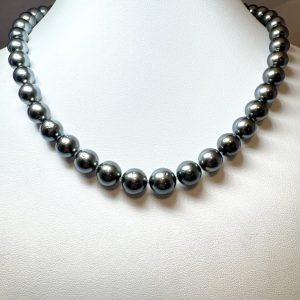 パールネックレス　ピーコックグリーン　8mm~10mm